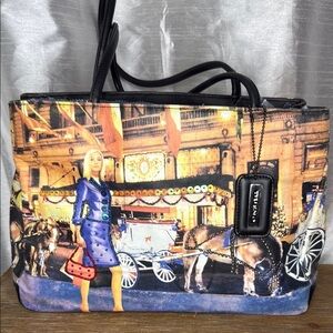 Bueno Lady with Horse & Carriage Embellished Large Shoulder Bag